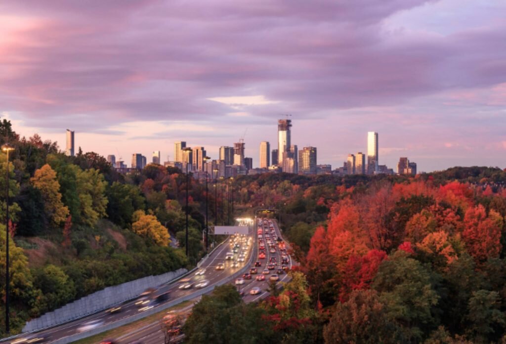 View of Toronto skyline in fall